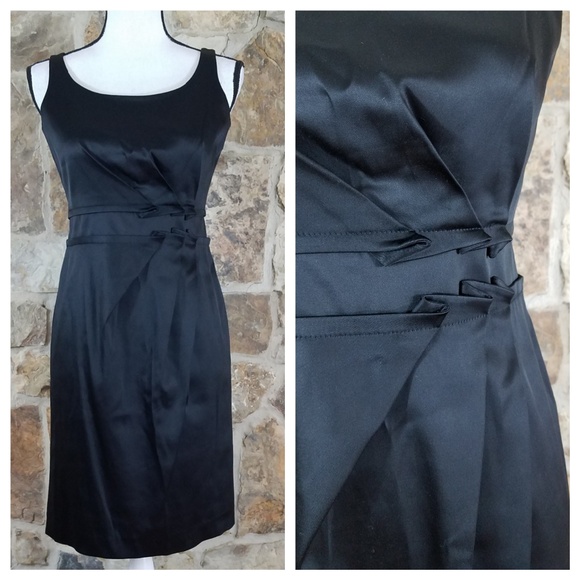 black satin sheath dress